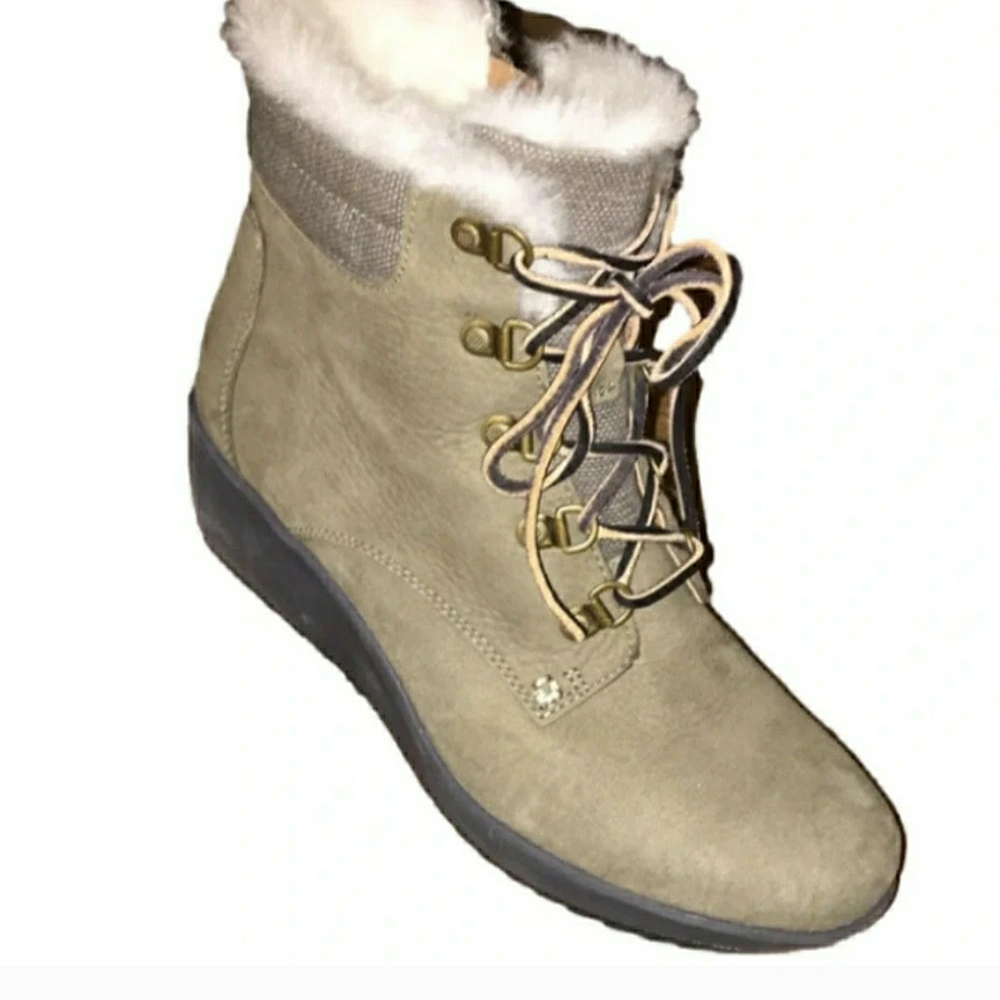 Sperry Top-Sider Luca Peak Women’s Wedge Boots Black Faux Fur Green Sz 11